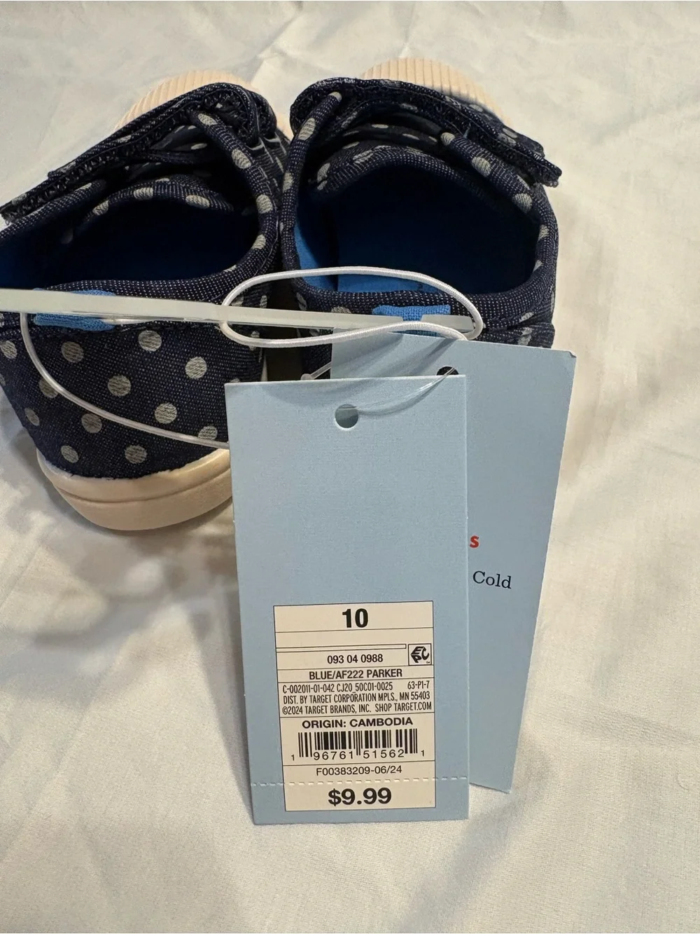 Parker Navy Polka Dot Kids Sneakers with Cream Toe